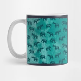 Light Teal Indian Elephants Mug